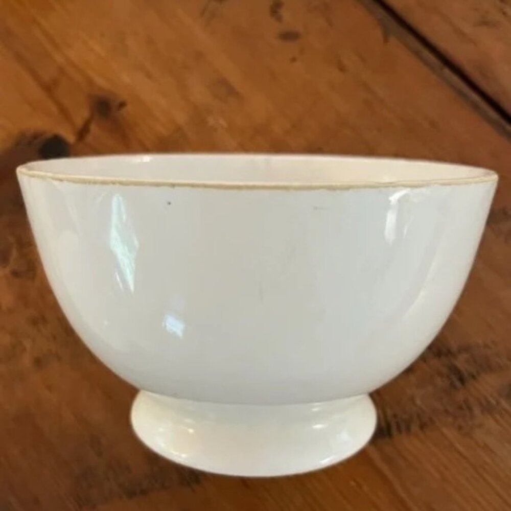 Vintage Belgian Ceramic Ironstone Solid White Cafe aux Lait, soup, cereal B